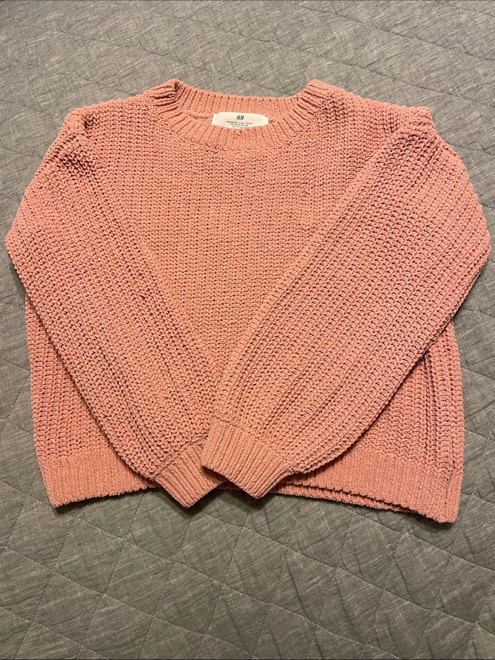 H&M Pink Textured Crewneck Sweater